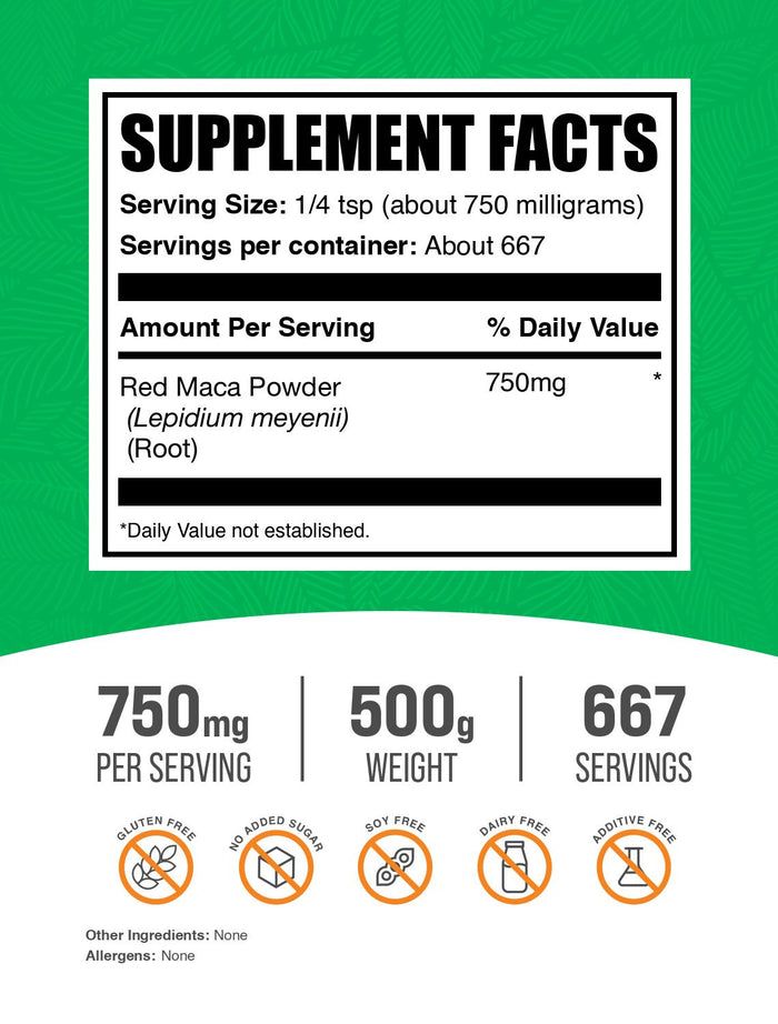 Red Maca Powder Powder 500g Label