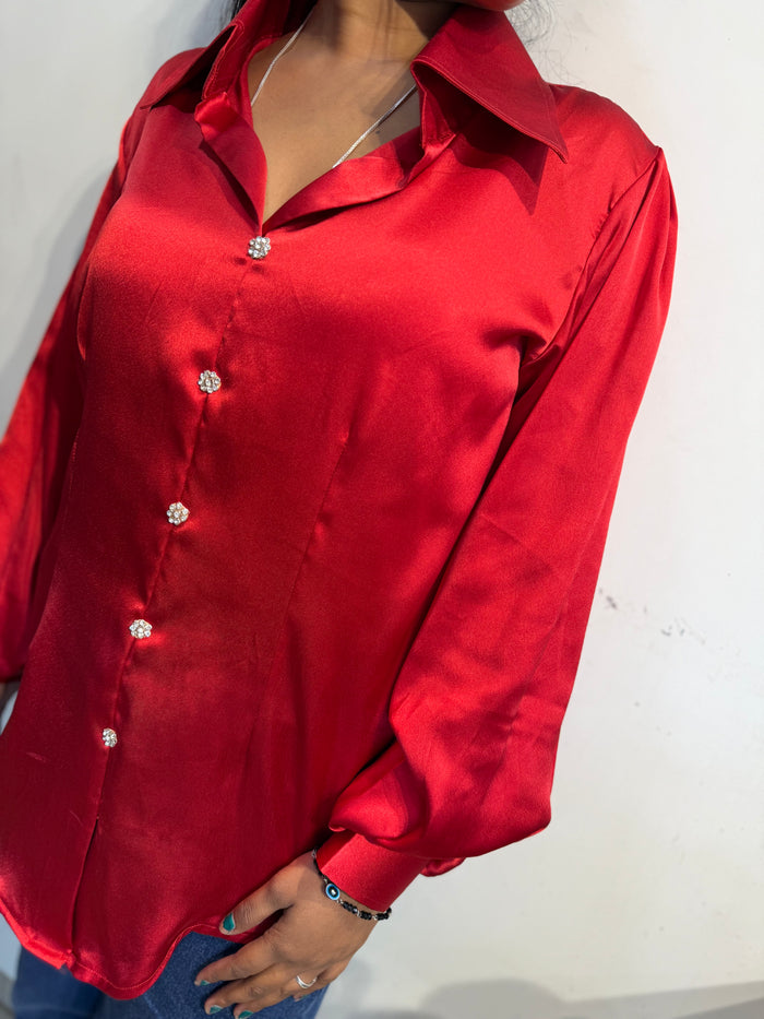 Red Silk shirt