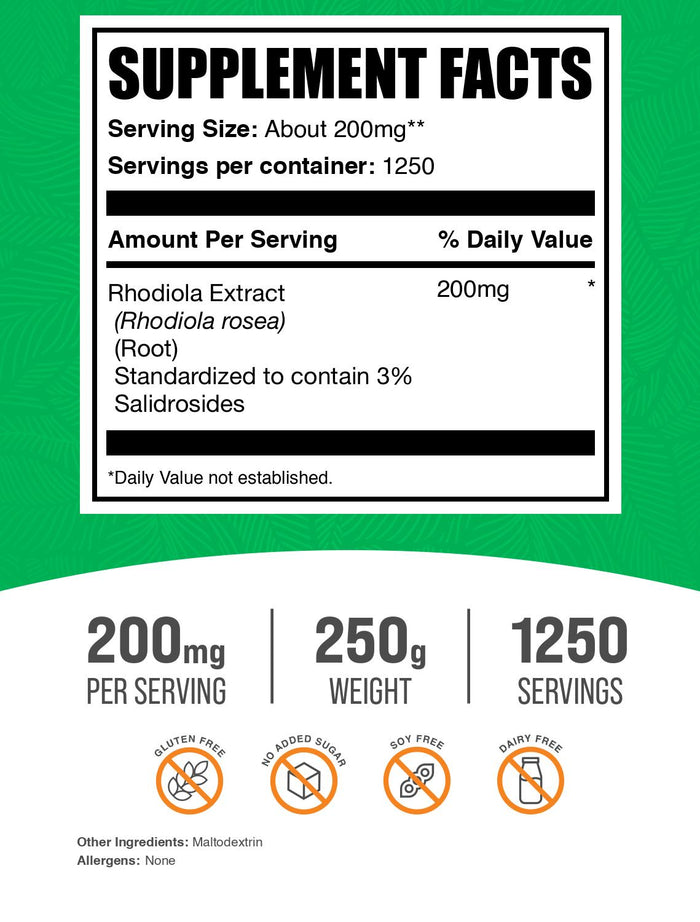 Rhodiola extract (3% salidroside) powder label 250g