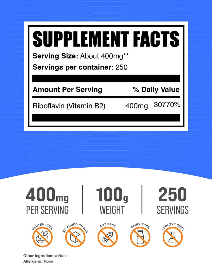 Riboflavin powder label 100g