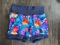 Roosters 3-6yr  Shortie shorts (shorter length) Bamboo Blue Bands