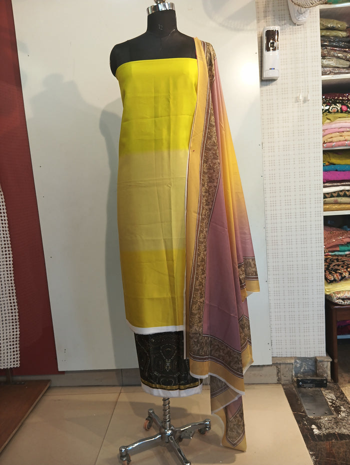 Satin silk printed suit dupatta set