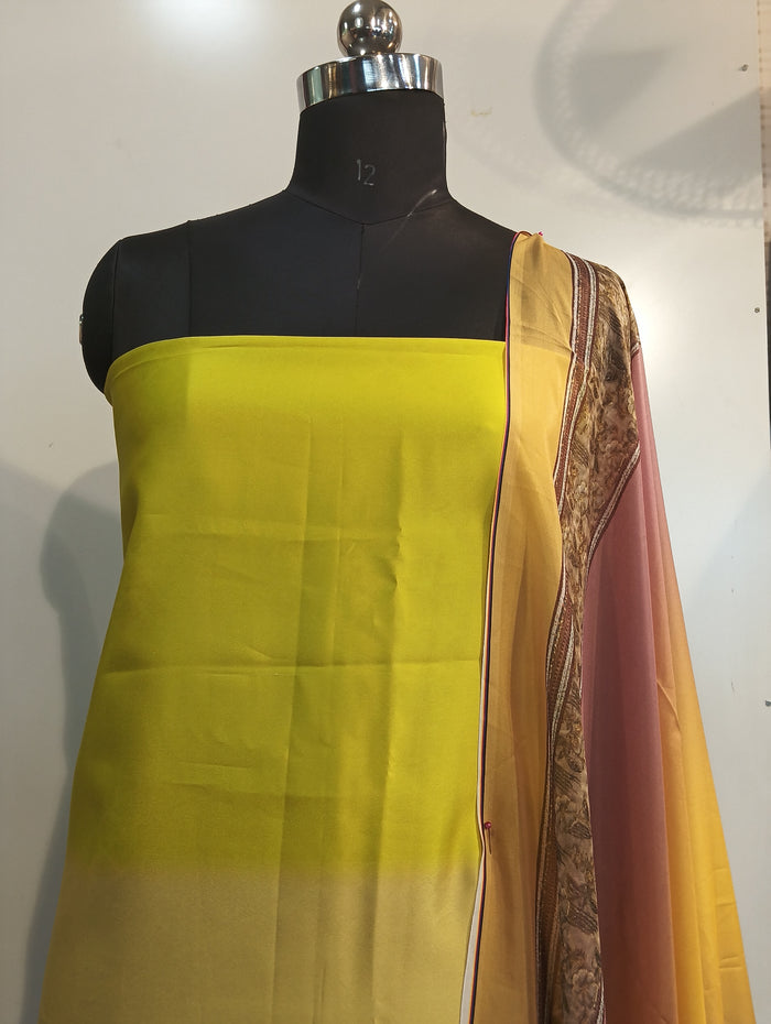 Satin silk printed suit dupatta set