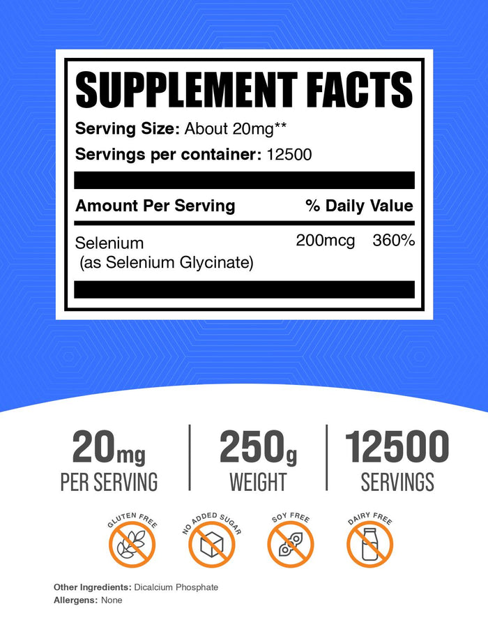 Selenium glycinate powder label 250g