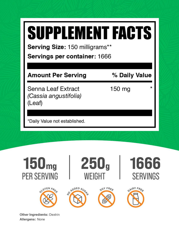 Senna Leaf Extract powder label 250g