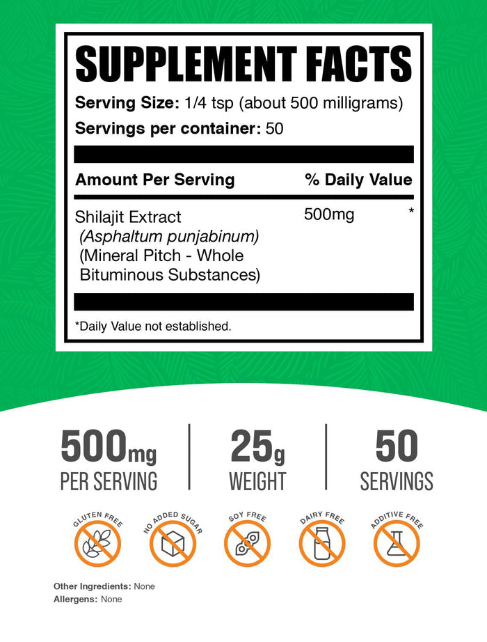 Shilajit extract powder label 25g