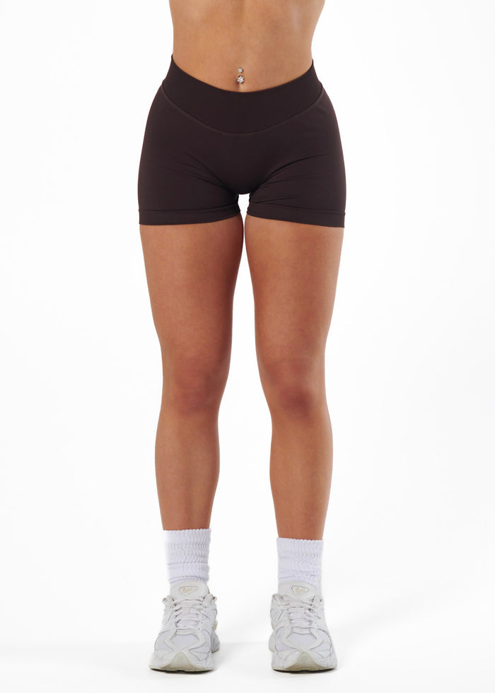 SIGNATURE SCRUNCH SHORTS MINI - ESPRESSO