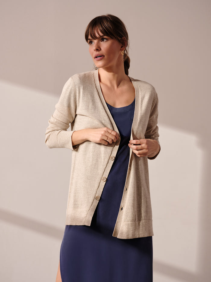 Silk Cashmere Askew Cardigan