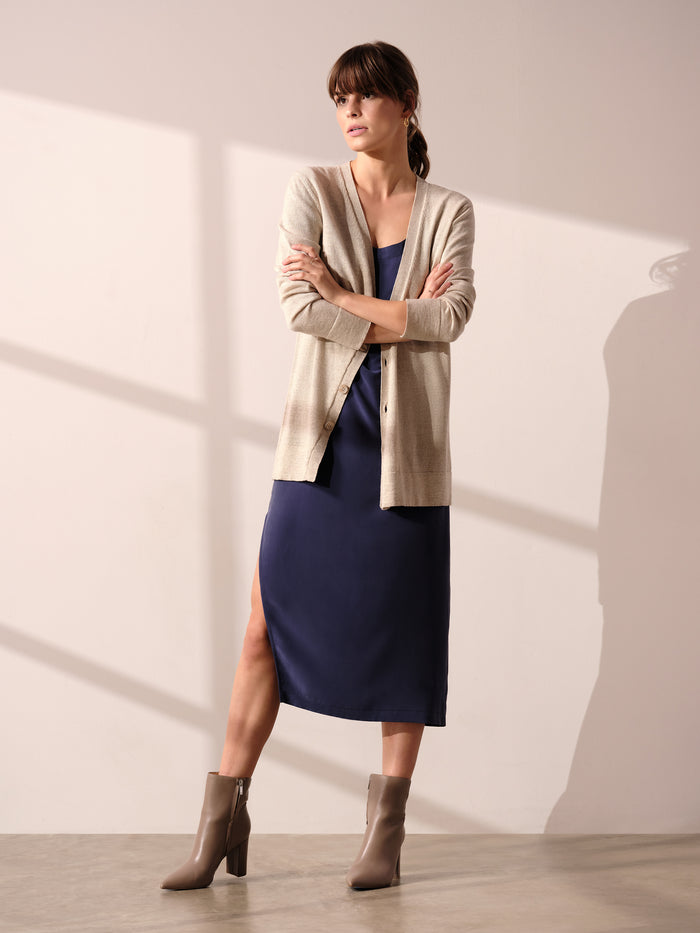 Silk Cashmere Askew Cardigan