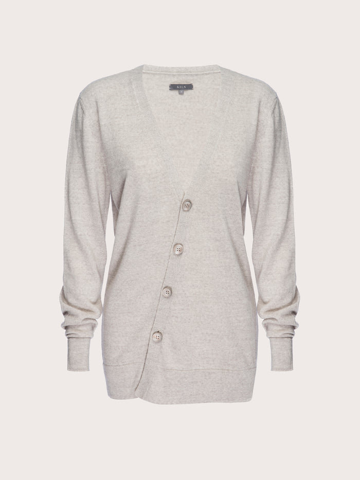 Silk Cashmere Askew Cardigan