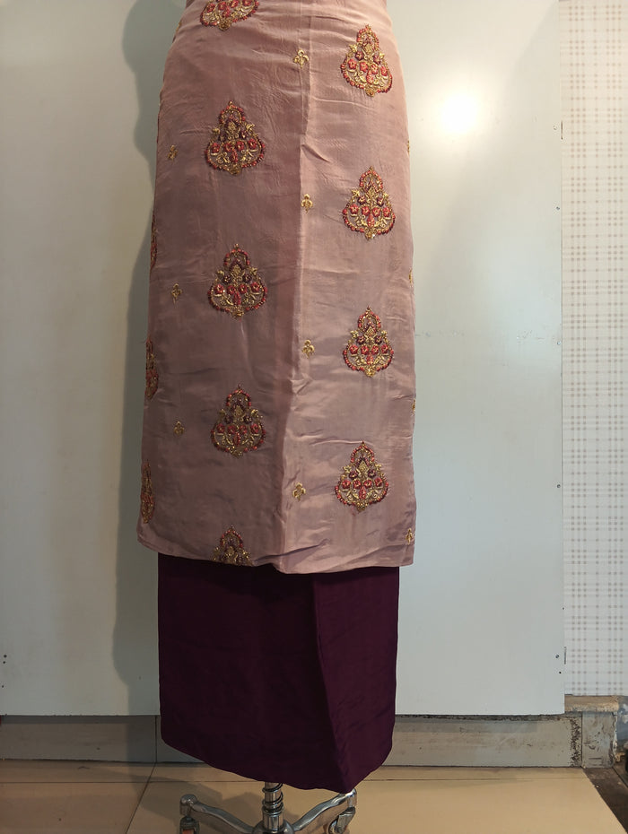 Silk embroidered suit