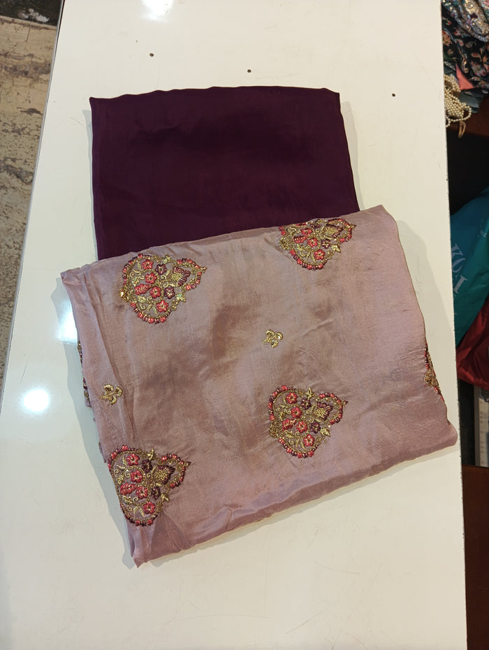 Silk embroidered suit