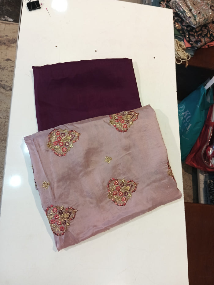 Silk embroidered suit