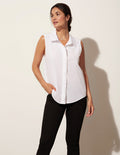 Sleeveless Raw Edge Buttondown