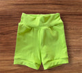 Solid Lime Green 12m-3t Shortie shorts (longer length )