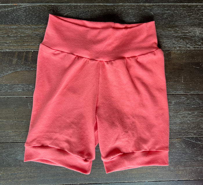 Solid Salmon Pink 3-6yr Shortie shorts (longer length)