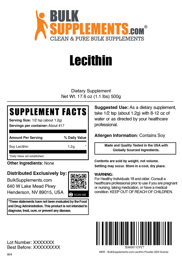 Lecithin Powder 500g Bag Label