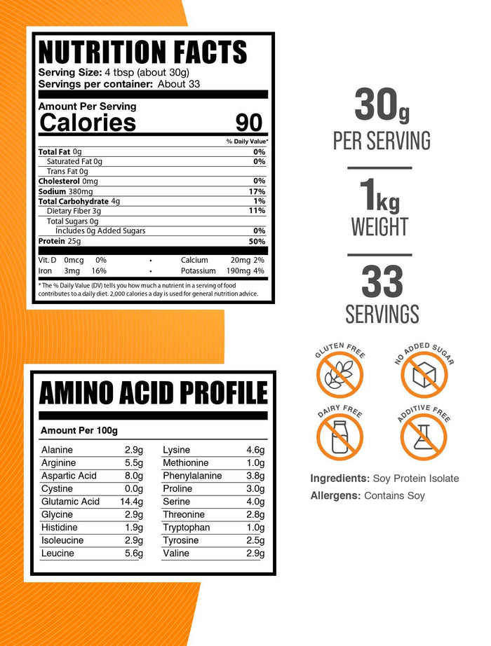 Soy Protein Isolate Powder 1kg Label