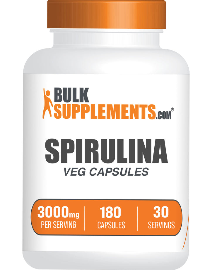 BulkSupplements.com Spirulina Capsules 180 ct bottle image