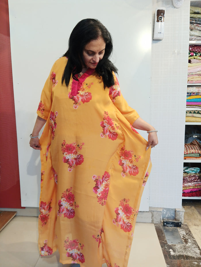 Tabby silk kaftan or semi stitch kurta dress
