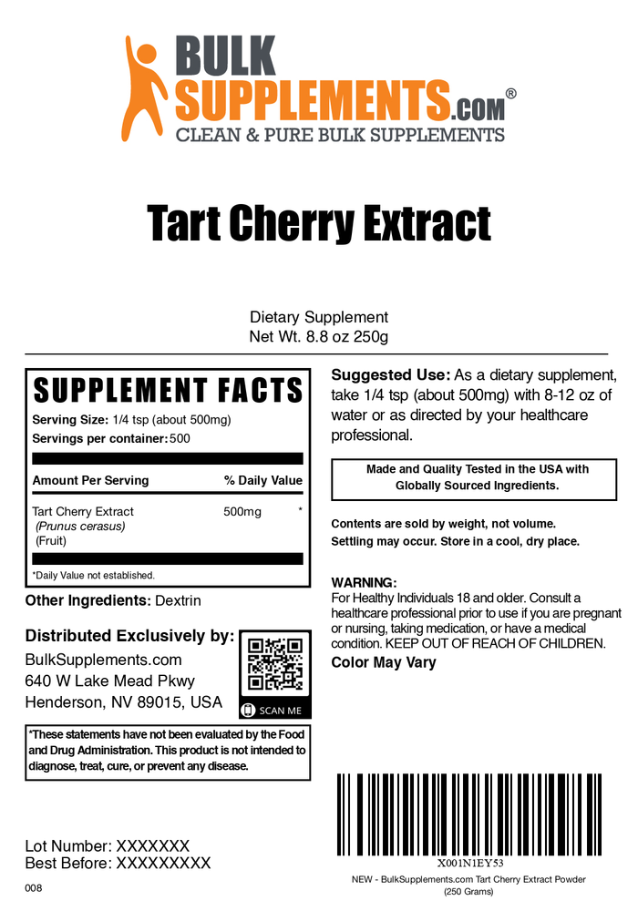 Tart Cherry Extract powder label 250g