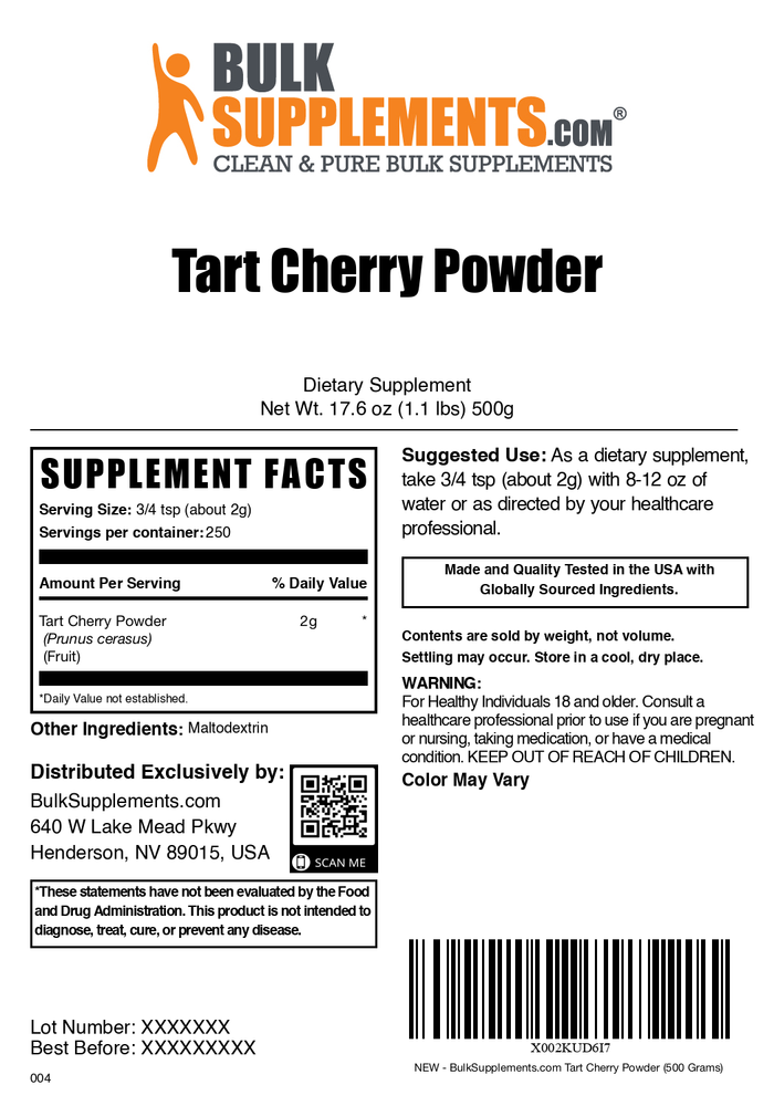 Tart cherry powder label 500g