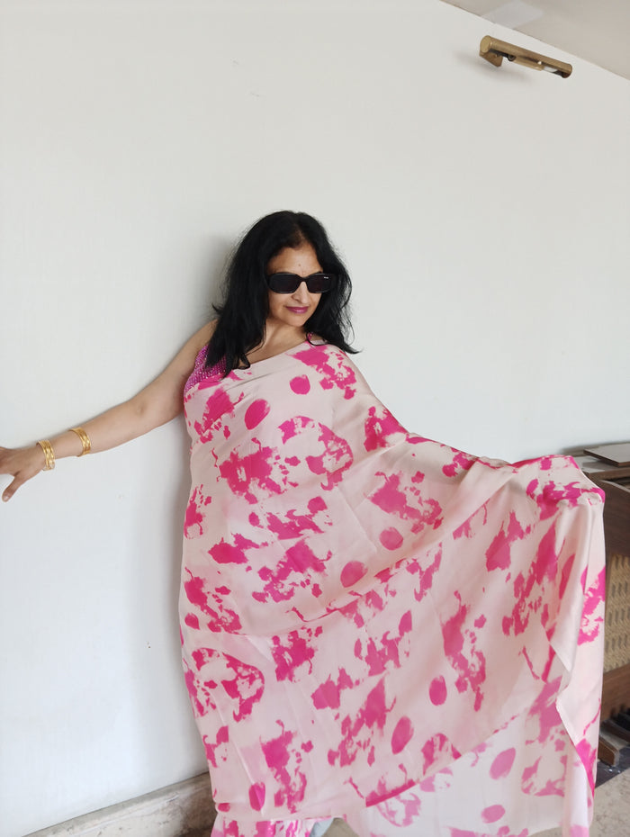 TIE-DYE TABBY SILK SAREE