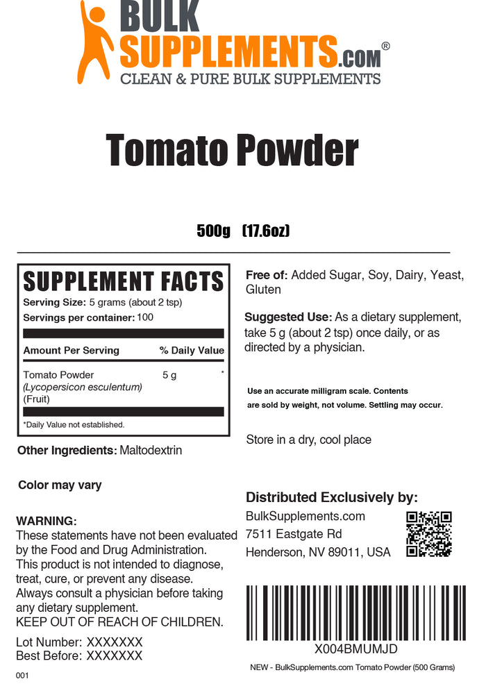 Tomato powder label 500g