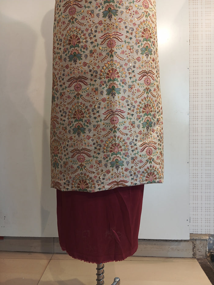 Tussar silk embroidered suit