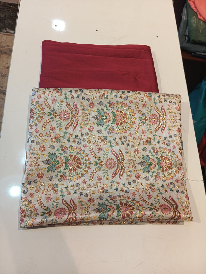 Tussar silk embroidered suit