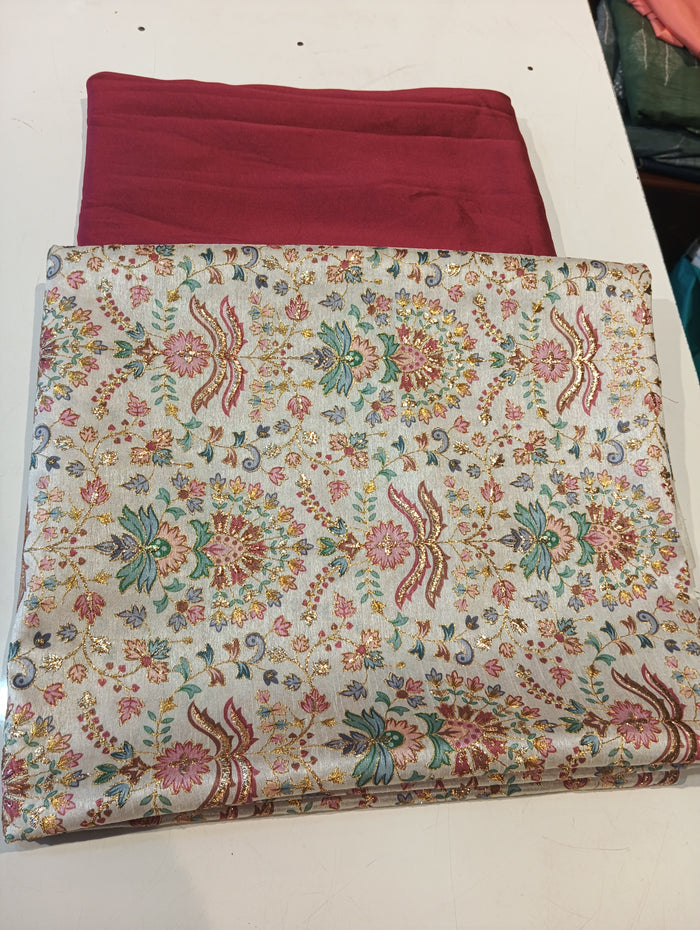 Tussar silk embroidered suit