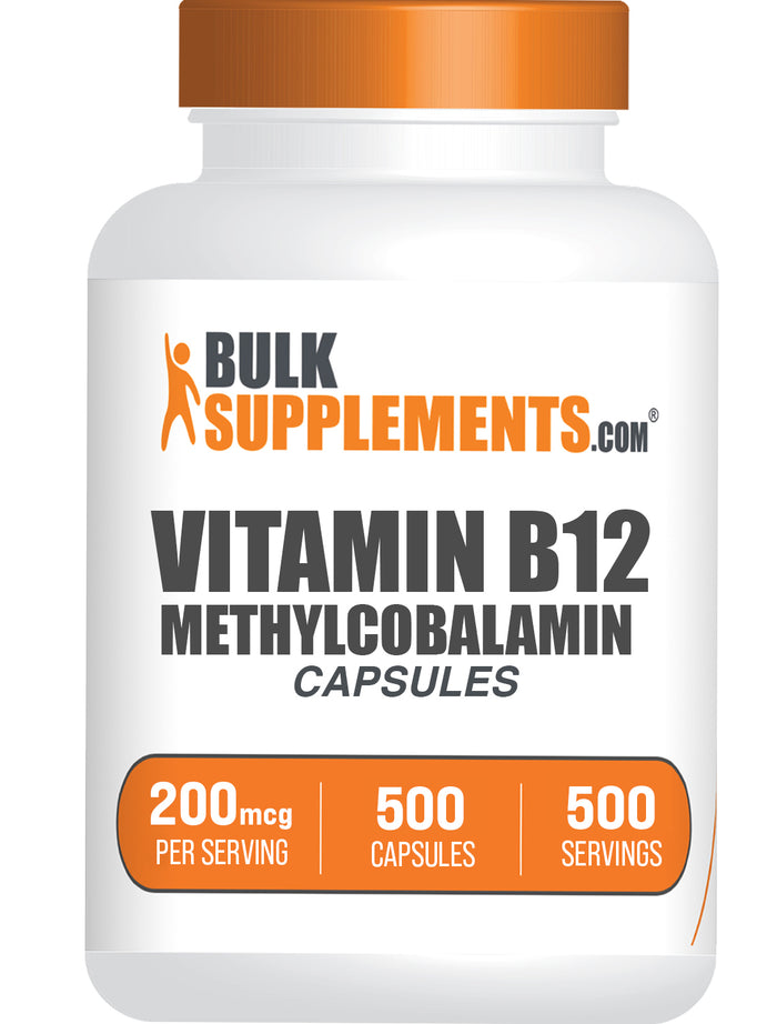 BulkSupplements.com Vitamin B12 (1% Methylcobalamin) 500 capsules bottle image