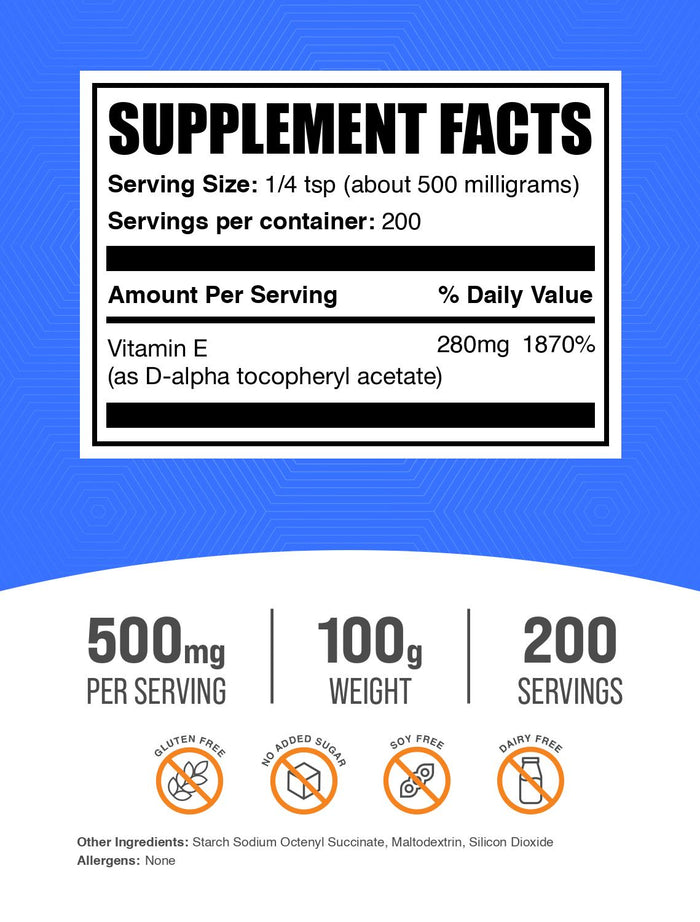Vitamin E 400 IU powder label 100g