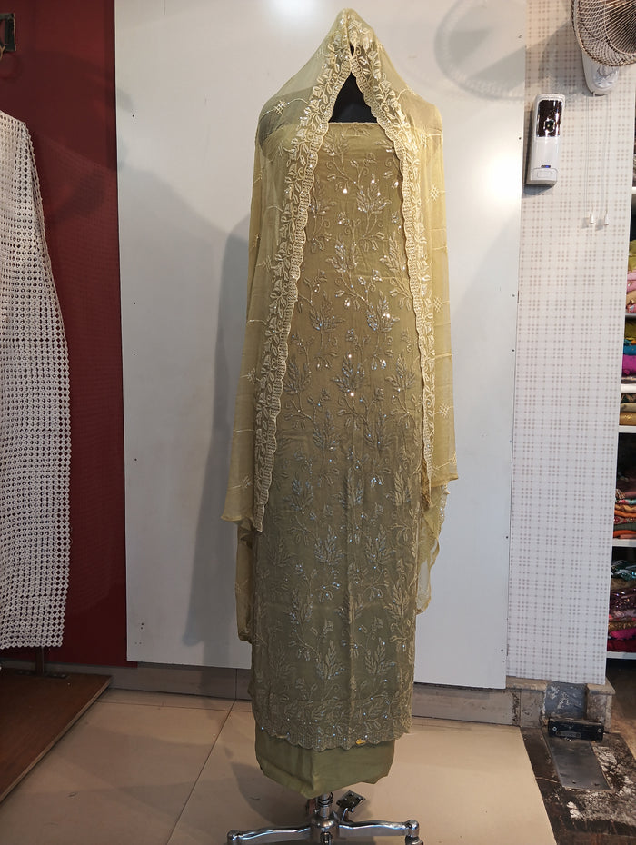 Watery sequin embroidered suit set