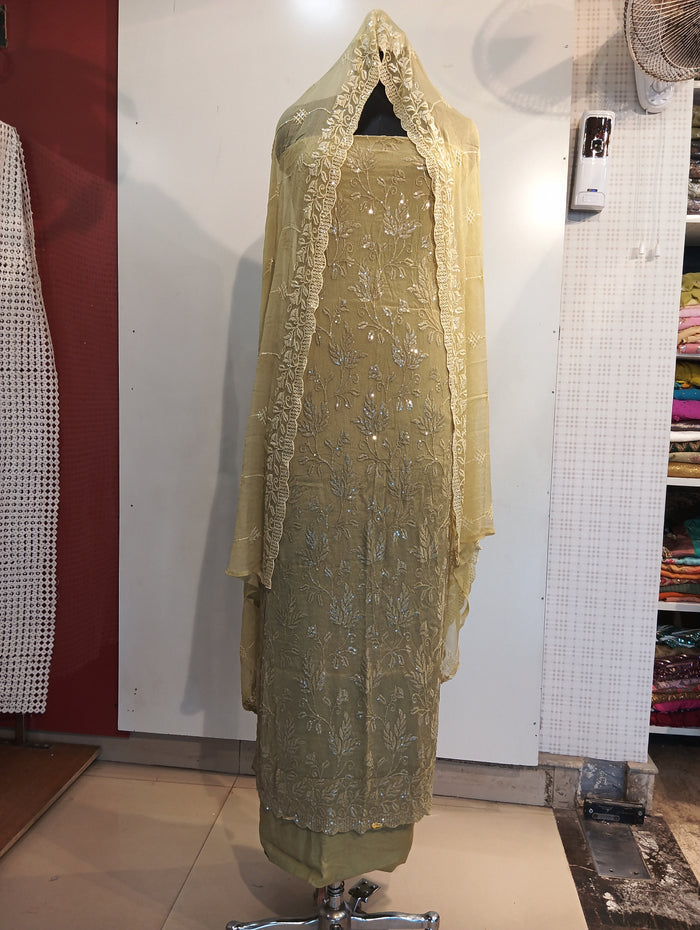 Watery sequin embroidered suit set