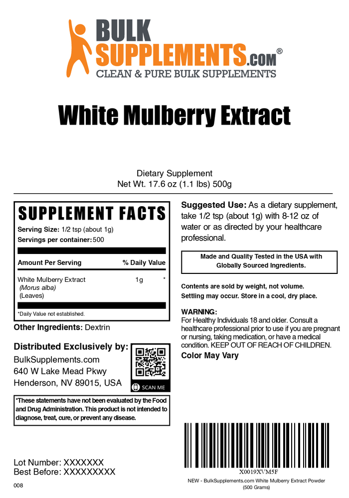 White mulberry extract powder label 500g