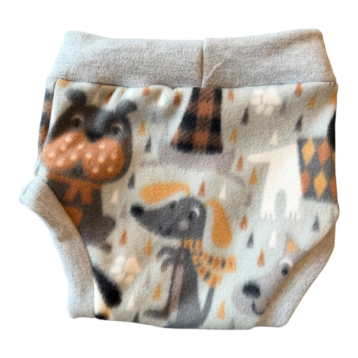 XL Dogs on Gray Fleece Diaper Cover