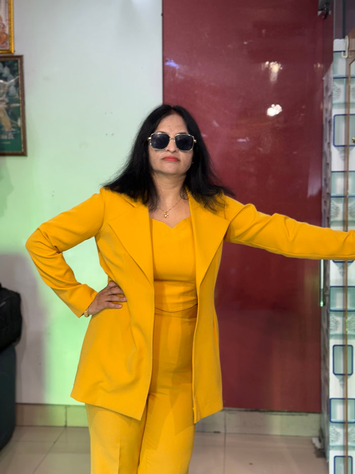 Yellow Blazer Suit Set