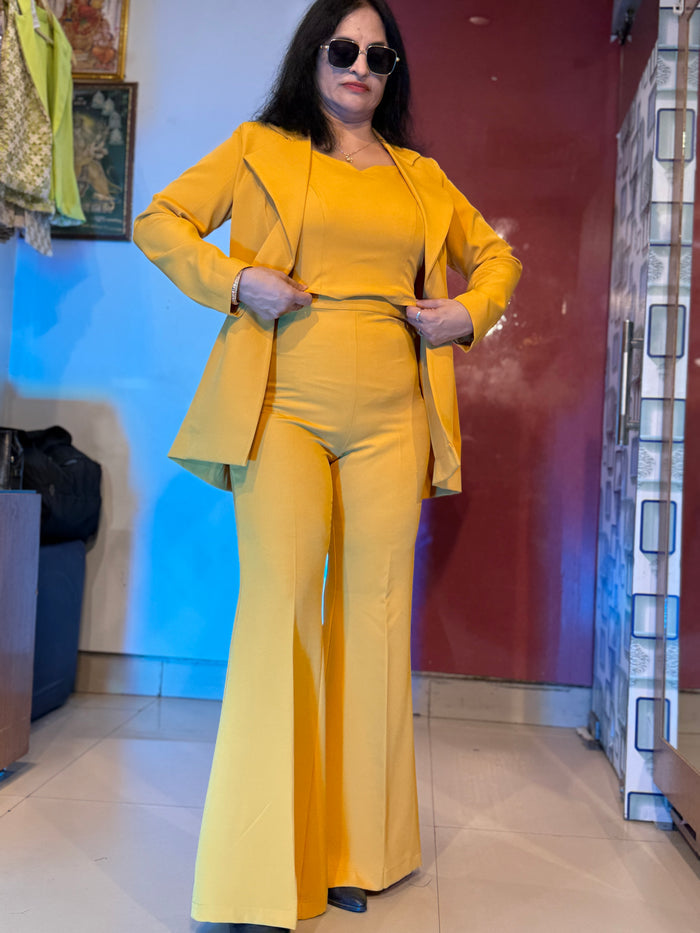 Yellow Blazer Suit Set