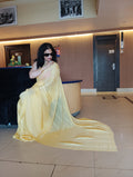 Yellow flowy saree
