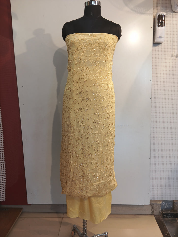 Yellow Pure chinon Suit