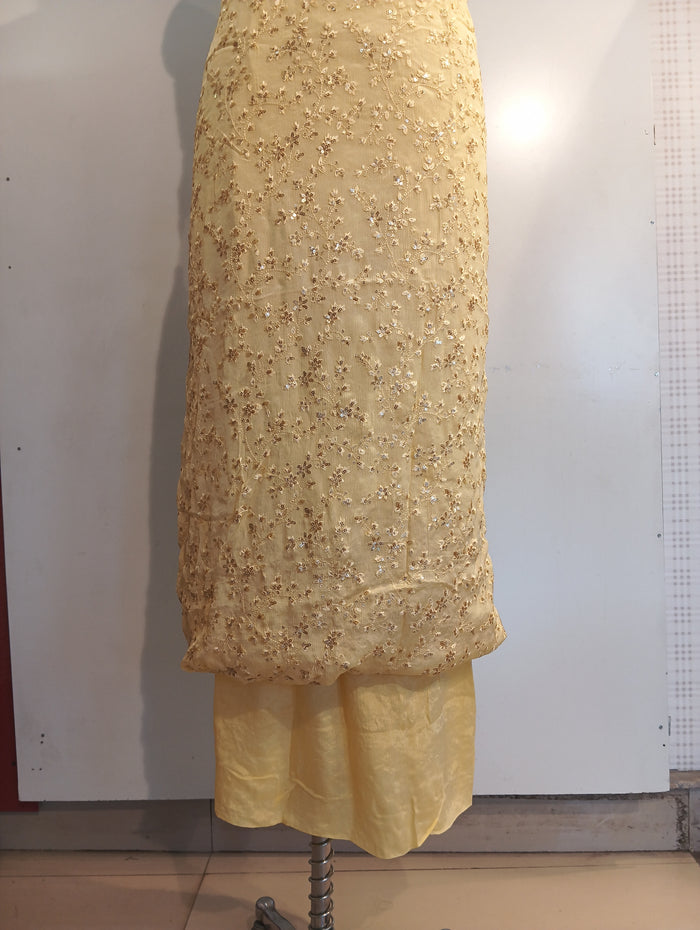 Yellow Pure chinon Suit