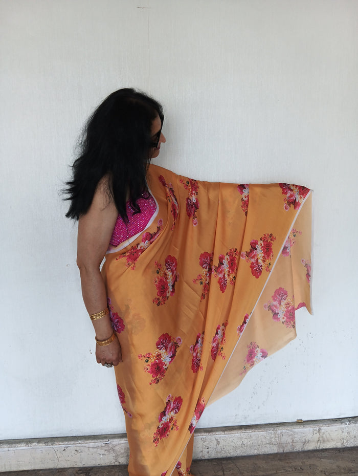 YELLOW TABBY SILK SAREE