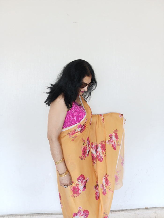 YELLOW TABBY SILK SAREE