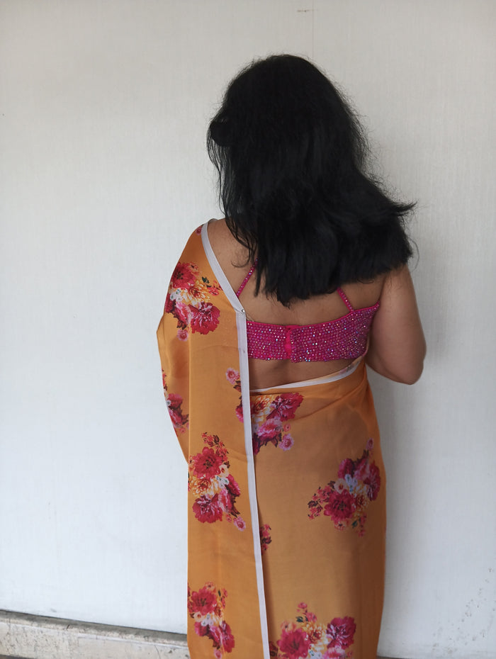 YELLOW TABBY SILK SAREE