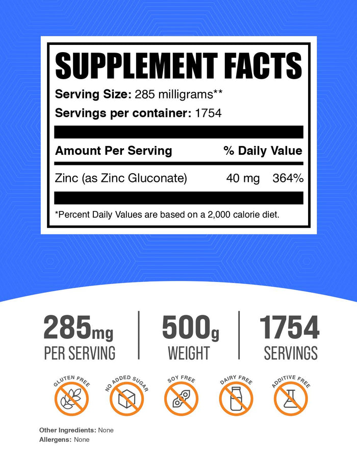 Zinc Gluconate Powder 500g Label V003